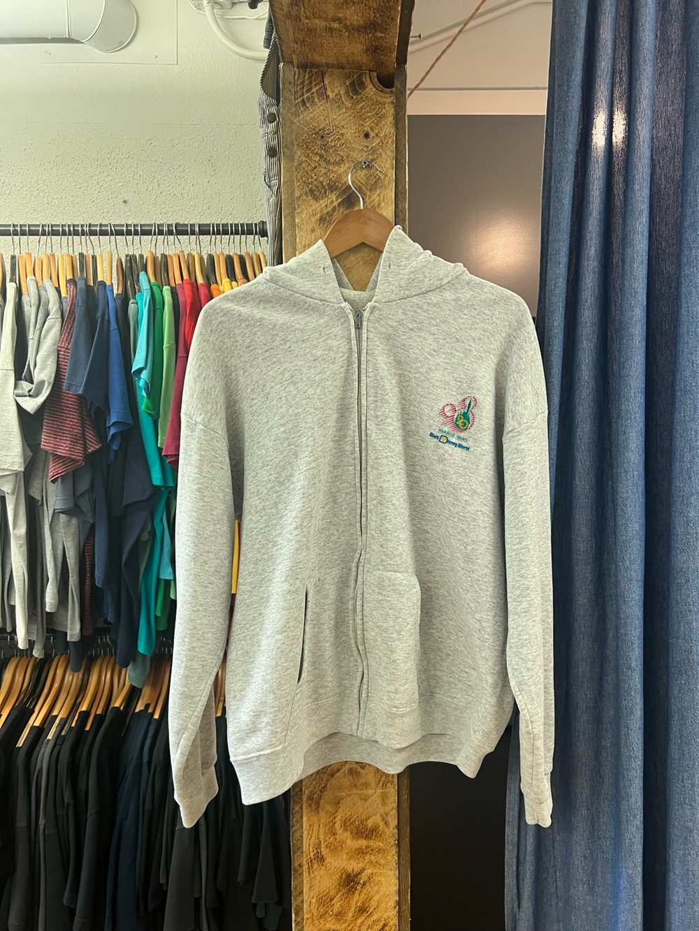 Vintage Disney World Light Gray Zip-Up Hoodie